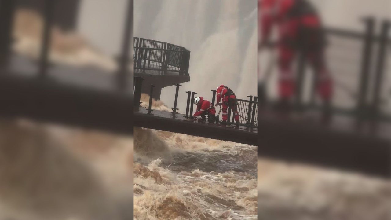 Iconic Iguazu Falls walkway dismantled amid record water levels