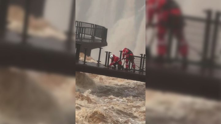 Iconic Iguazu Falls walkway dismantled amid record water levels