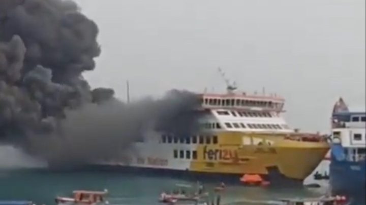 Ferry catches fire near Indonesian port, all passengers rescued
