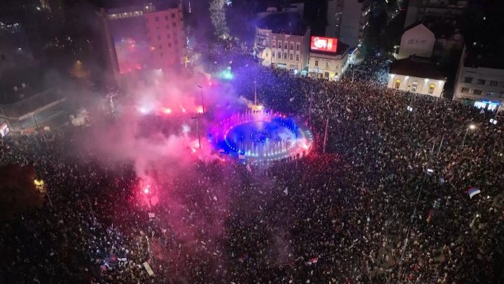 Serbia’s ‘students’ celebrate for a second night after election victory