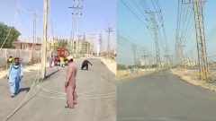 Electricity Poles Left in Middle of Newly Constructed Road in Sindh